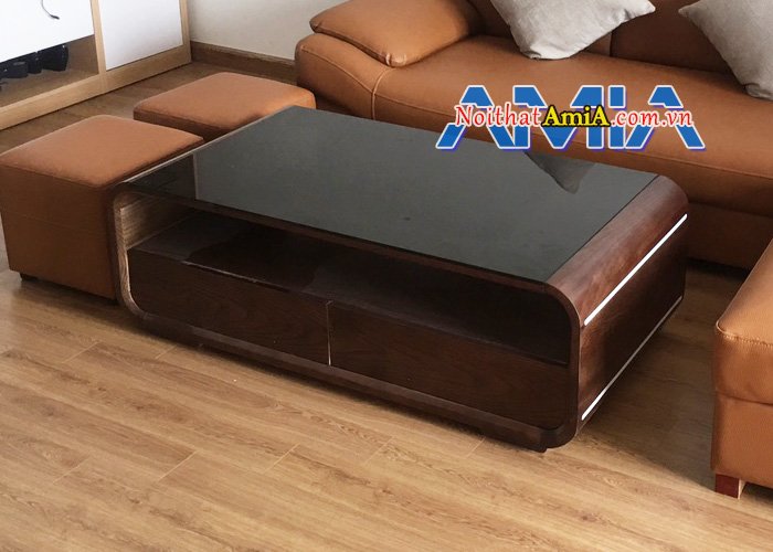Mẫu bàn trà sofa bằng gỗ thịt tự nhiên sang trọng, hiện đại cho phòng khách BTR161