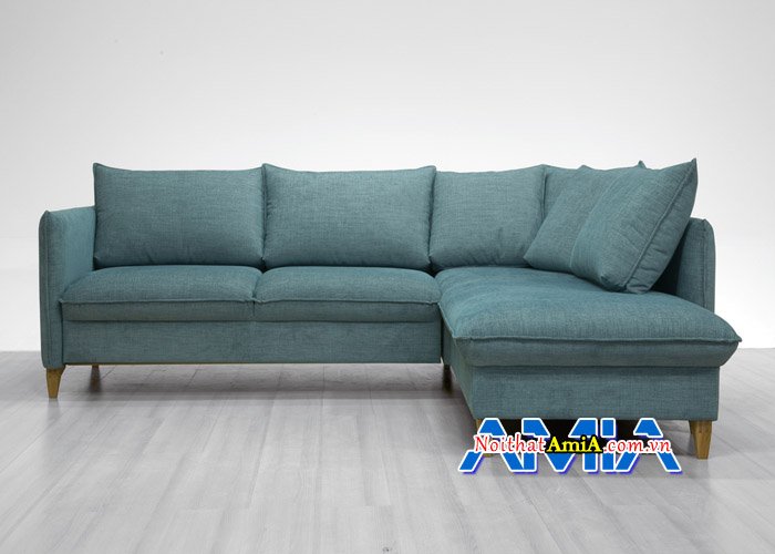 Bộ sofa nỉ phòng khách kiểu dáng chữ L SFN 14003 với gam màu xanh hiện đại