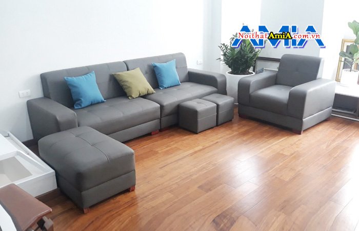 Bộ ghế sofa chất liệu da cao cấp cho phòng khách lớn SFD099b