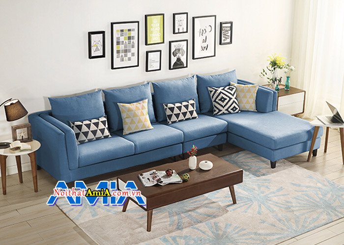 Ghế sofa cao cấp cho phòng khách SFN14000 với gam màu xanh dương nổi bật