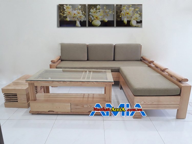 Mẫu ghế sofa góc chữ L gỗ SFG 016