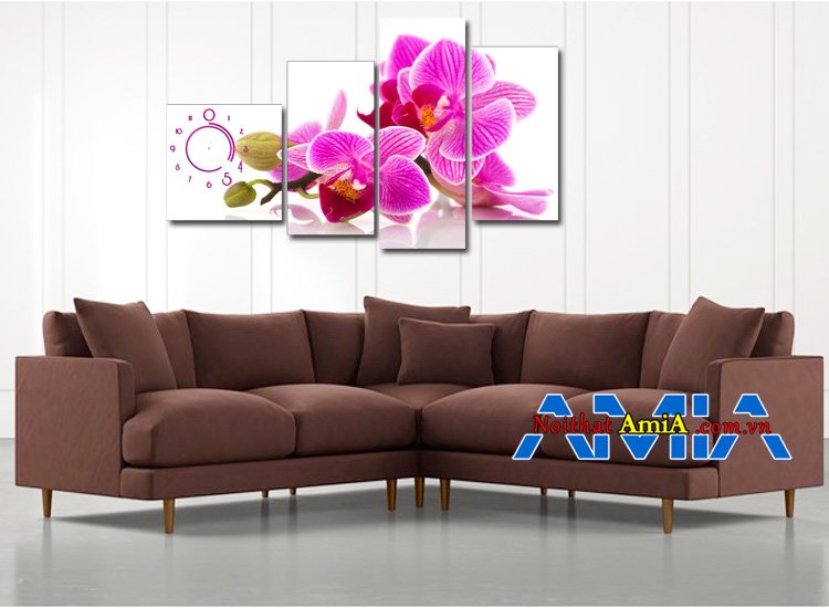 Hình ảnh ghế sofa nỉ màu nâu kích thước rộng