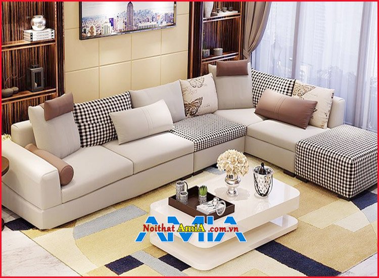 Hình ảnh mẫu ghế sofa phòng khách chung cư chữ L đẹp nhà bạn