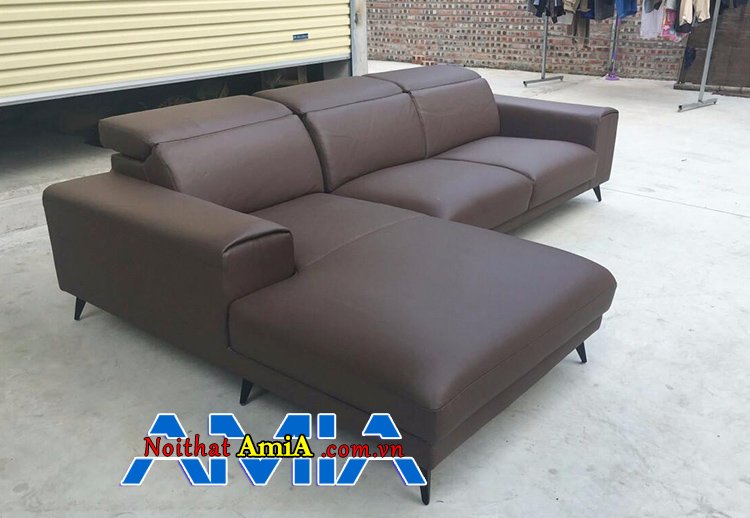 Ghế sofa da màu đen nâu sang trọng AmiA SFD259