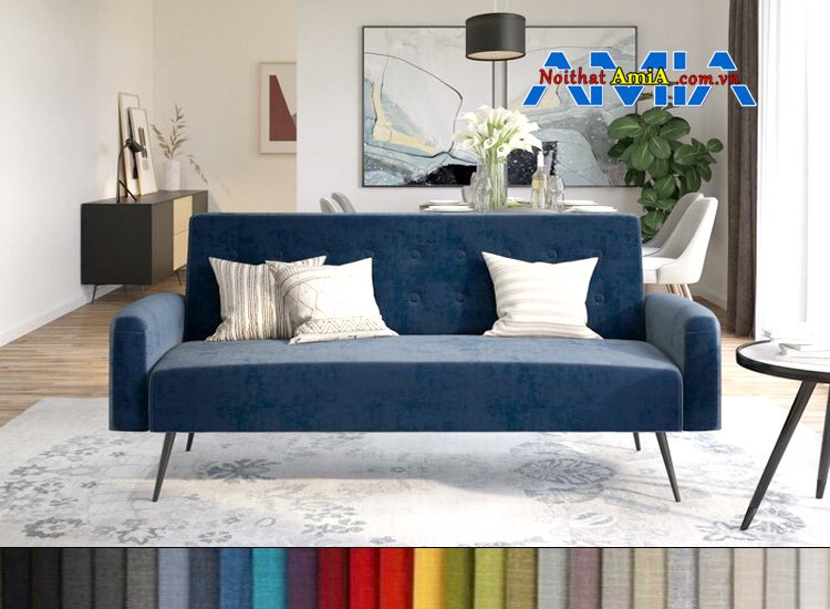 Hình ảnh ghế sofa văng giường màu xanh dương đẹp