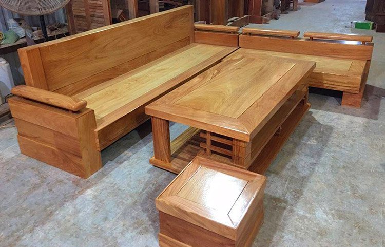Mẫu bàn ghế gỗ Sồi chữ L đẹp