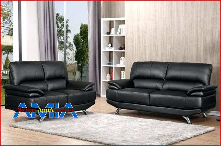 sofa bộ phòng khách chân Inox màu đen