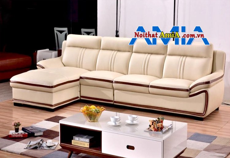 sofa da cho phòng khách chung cư viền đen mã SFD199268