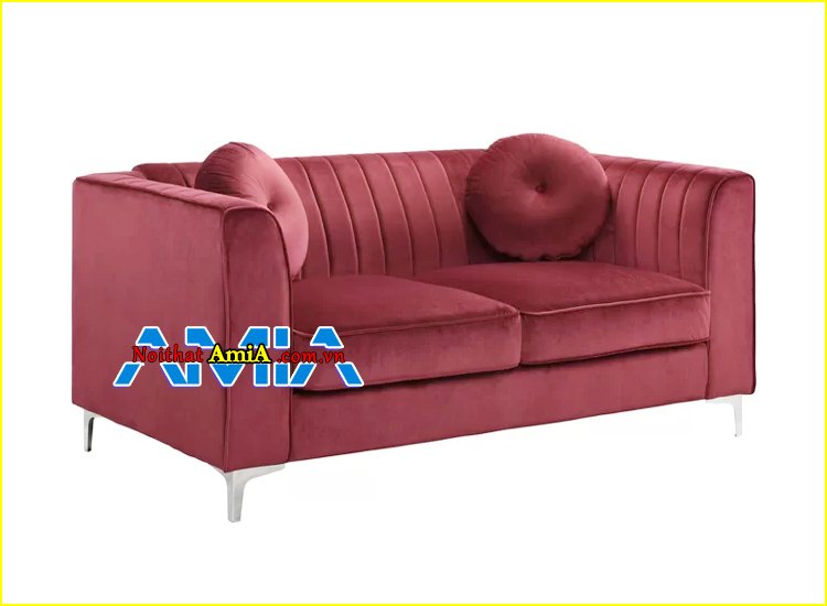 Hình ảnh ghế sofa nỉ nhung nhỏ gọn màu hồng đẹp
