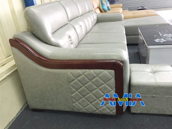 Hình ảnh Phần tay ghế sofa chữ L hiện đại kiểu kẻ caro đẹp