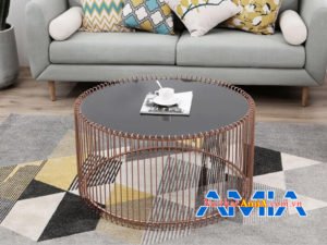 Mẫu bàn trà sofa BTR163 mặt kinh tròn hiện đại