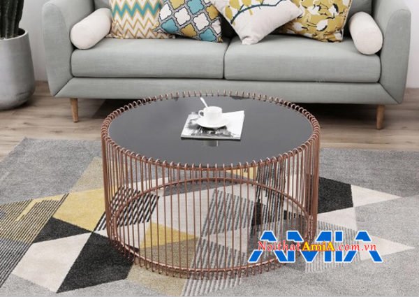 Mẫu bàn trà sofa BTR163 mặt kinh tròn hiện đại