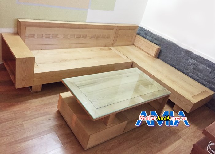 bộ ghế sofa gỗ sồi với màu vân gỗ tự nhiên sang trọng cho phòng khách SFG14034