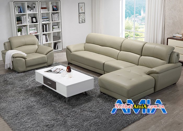 Bộ ghế sofa góc da với ghế  chủ cho cho phòng khách lớn SFD13955