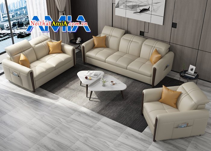 Các mẫu sofa văng da ghép bộ sang trọng cho phòng khách SFD13946