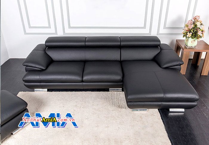 Ghế sofa góc da với màu đen sang trọng cho phòng khách SFD122