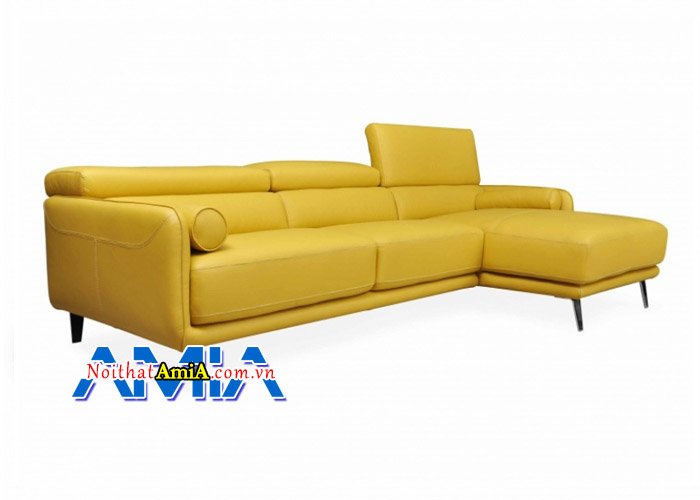 Ghế sofa góc với chân gỗ cao hiện đại SFD13924. Gam mầu vàng nổi bật cho phòng khách nhà bạn