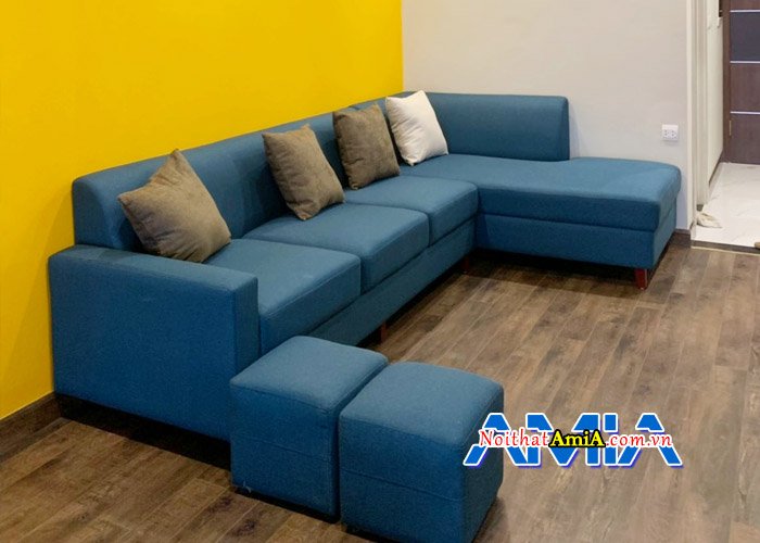 Ghế sofa nỉ dạng góc với thiết kế tựa tay bên cao bên thấp hiện đại SFN14007