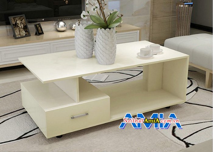 Mẫu bàn sofa hiện đại 1 ngăn kéo tiện dụng với gam màu kem sang trọng BTR186