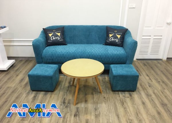 Hình ảnh mẫu bàn trà sofa hiện địa BTR164 hình tròn bắt mắt khi kết hợp với mẫu sofa văng