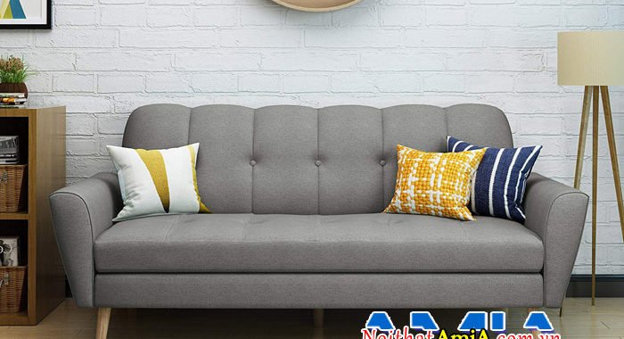 Ghế sofa nỉ đẹp với thiết kế nổi bật bởi đường cong mềm mại kết hợp với rút khuy ở lựng tựa độc đáo