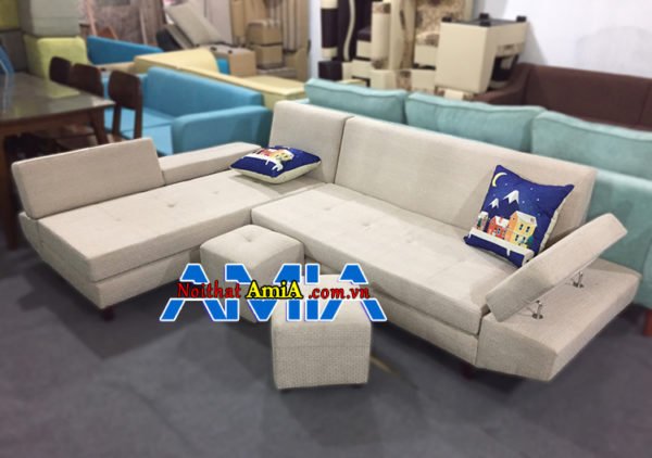 Mẫu ghế sofa nỉ tay cầm thiết kế gật gù SFN 129