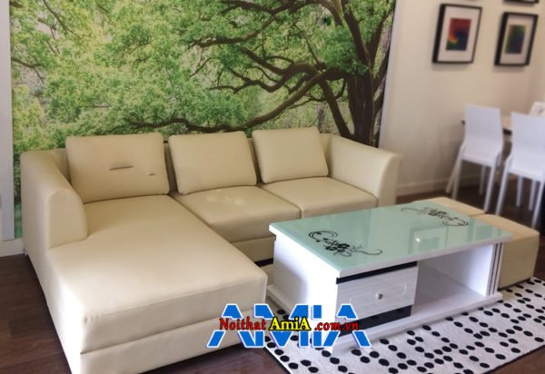 Mẫu sofa da màu kem cực sang trọng SFD 168