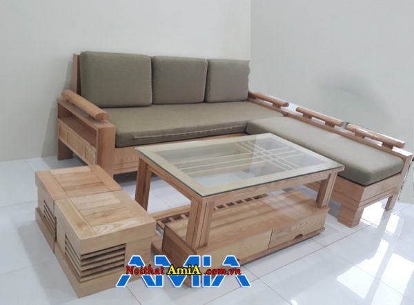 mẫu sofa gỗ kết hợp nỉ SFG 016