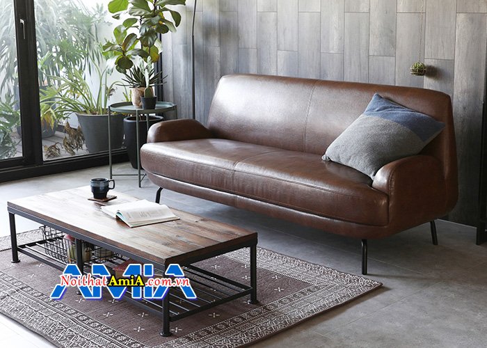 Sofa cho phòng khách nhỏ với da màu nâu SFD13920