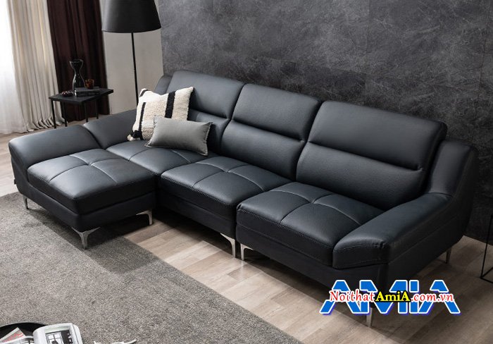 Sofa phòng khách đẹp da màu đen sang trọng lịch lãm SFD211