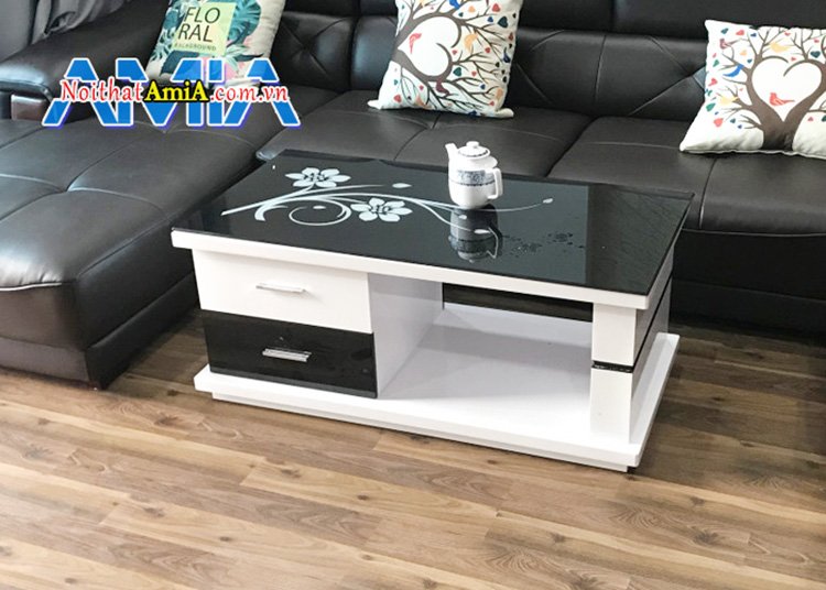 Hình ảnh Bàn sofa giá rẻ đẹp tại Hà Nội cho phòng khách với gam màu đen sang trọng