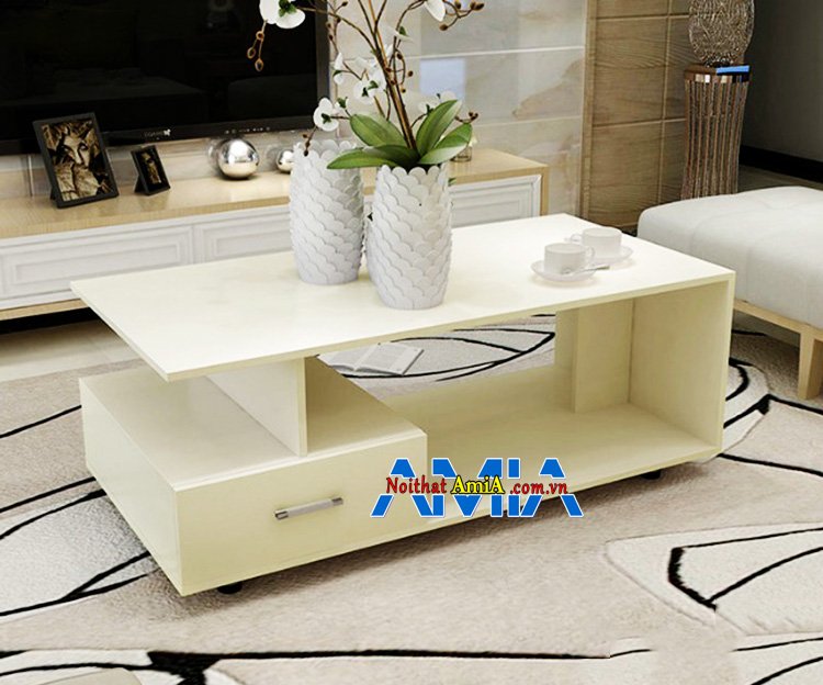 Hình ảnh Bàn sofa gỗ hiện đại màu trắng sữa AmiA BTR186 thiết kế đơn giản mà đẹp