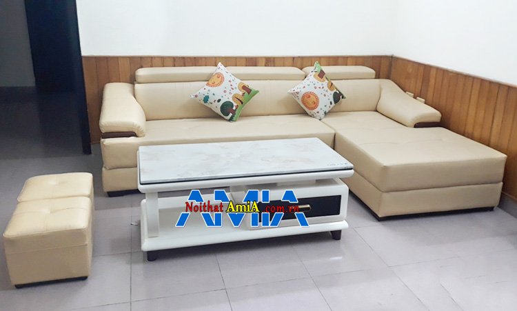 Hình ảnh Bàn sofa phòng khách đẹp kết hợp ghế sofa chữ L hiện đại