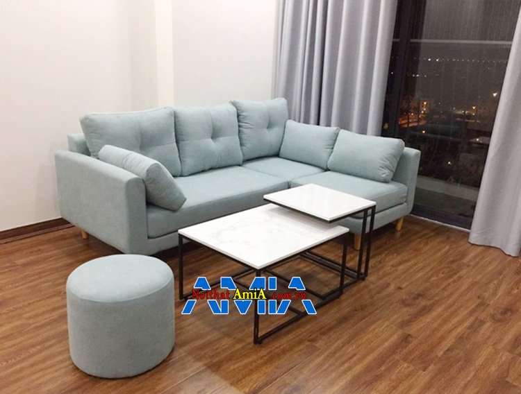 Hình ảnh Bộ bàn ghế sofa mini màu xanh bạc hà tiết kiệm diện tích cho căn phòng nhỏ