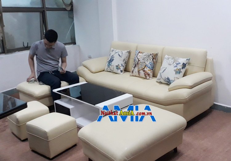 Hình ảnh Ghế sofa văng da bán chạy AmiA SFD099 rất được yêu thích