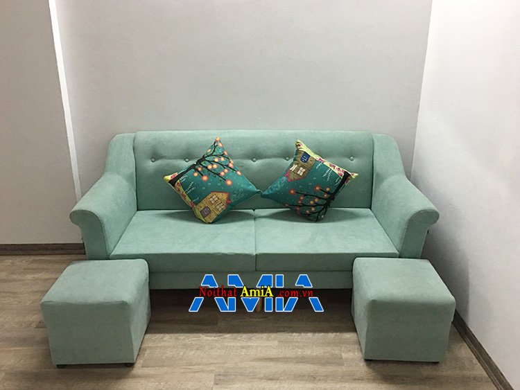 Hình ảnh Ghế sofa văng nhỏ giá rẻ Hà Nội AmiA SFN155 màu xanh ngọc độc đáo