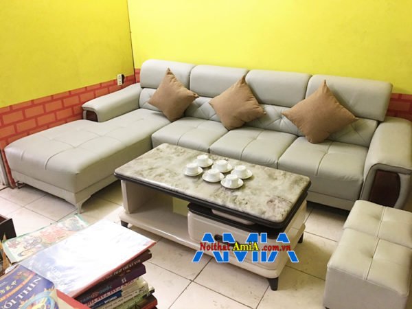 Hình ảnh Sofa da góc chữ L phòng khách đẹp AmiA SFD193 hiện đại và sang trọng