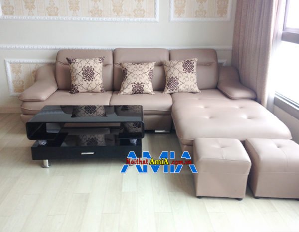 Hình ảnh Sofa da hiện đại đẹp cho phòng khách tận dụng diện tích góc căn phòng AmiA SFD097