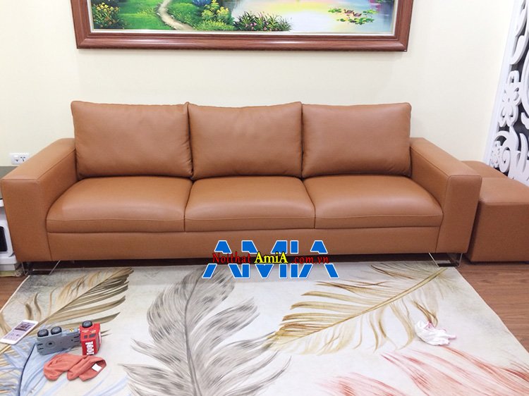 Hình ảnh Sofa da màu da bò đẹp hiện đại thiết kế dạng ghế sofa văng