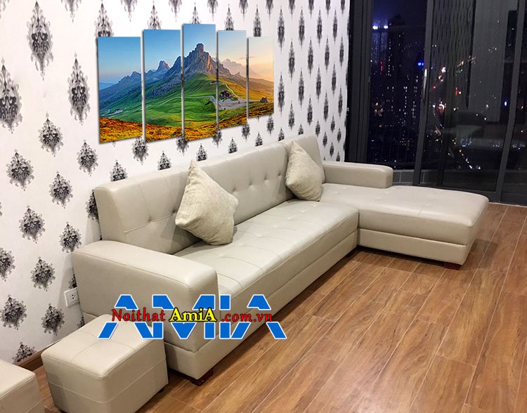 Mẫu bàn ghế sofa chung cư tay vuông đơn giản