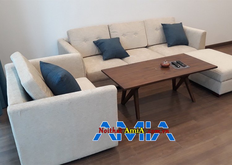 Mẫu bàn ghế sofa nỉ phòng khách giá rẻ đẹp hiện đại có ghế chủ