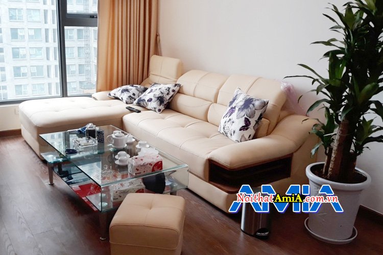 Ghế sofa da nhập khẩu với gam màu trắng hợp phong thủy cho người mệnh Kim