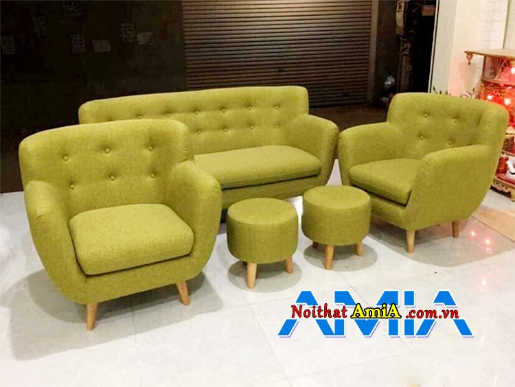 Hình ảnh Bộ ghế sofa nỉ giá rẻ màu cốm đẹp