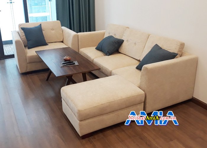 Ghế sofa nỉ sang trọng với 1 văng dài kết hợp ghế chủ hiện đại cho văn phòng SFN114c