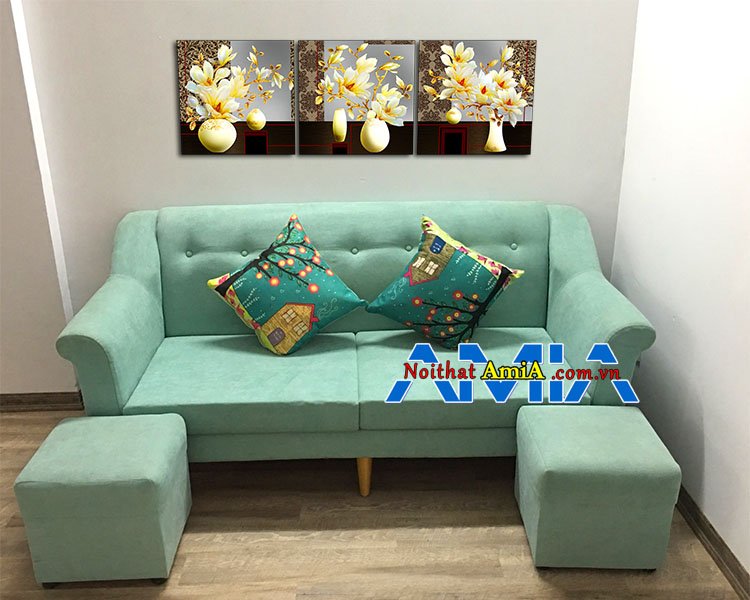 Mẫu bộ ghế sofa văng nỉ giá rẻ tay vịn cao