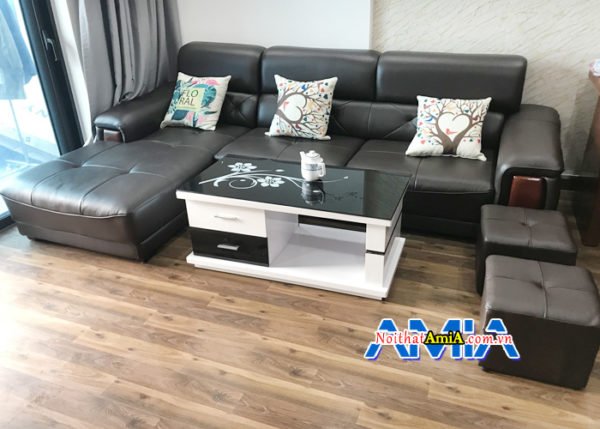 Mẫu ghế sofa da màu đen sang trọng cho phòng giám đốc SFD193