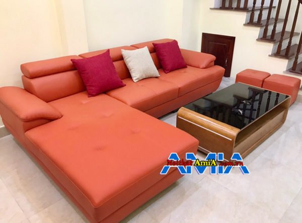 mẫu ghế sofa da màu đỏ SFD 093