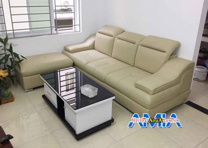 Mẫu ghế sofa văng da cho phòng khách giám đốc nhỏ SFD100