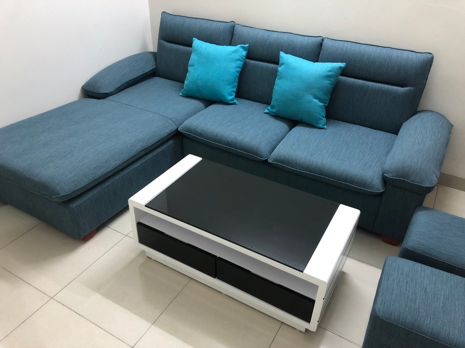 Hình ảnh Ghế sofa nỉ giá rẻ chữ L xanh cô ban