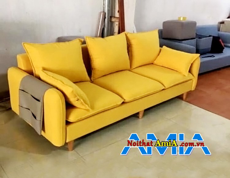 Hình ảnh ghế sofa nỉ văng giá rẻ màu cam đẹp